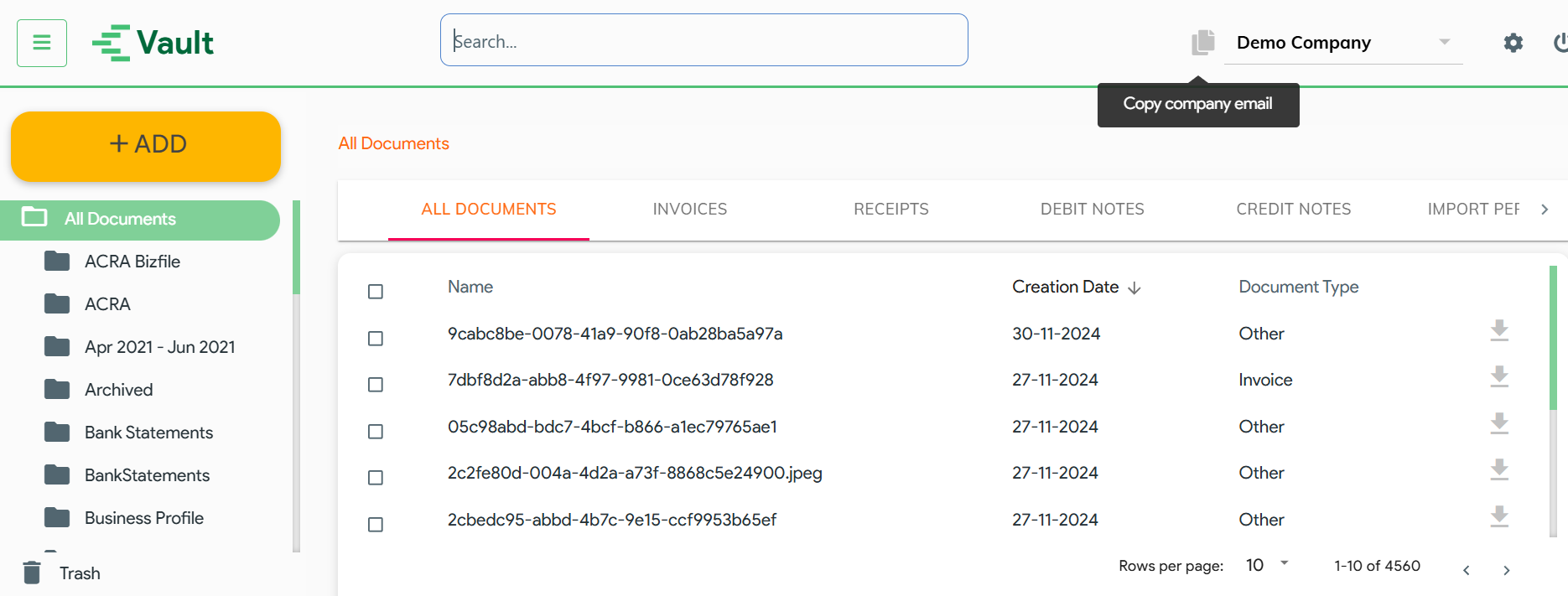 how to send bank statements in csv format