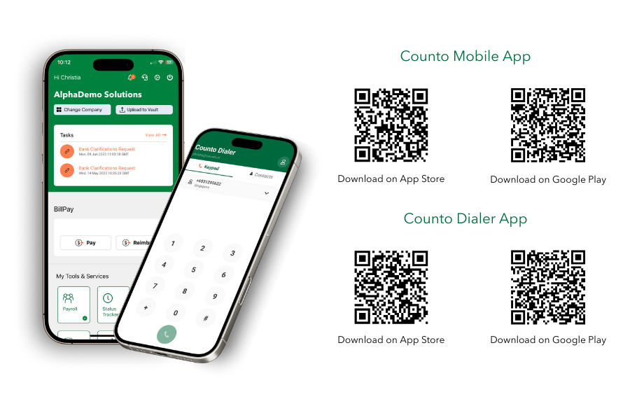 Counto Mobile App QR Codes
